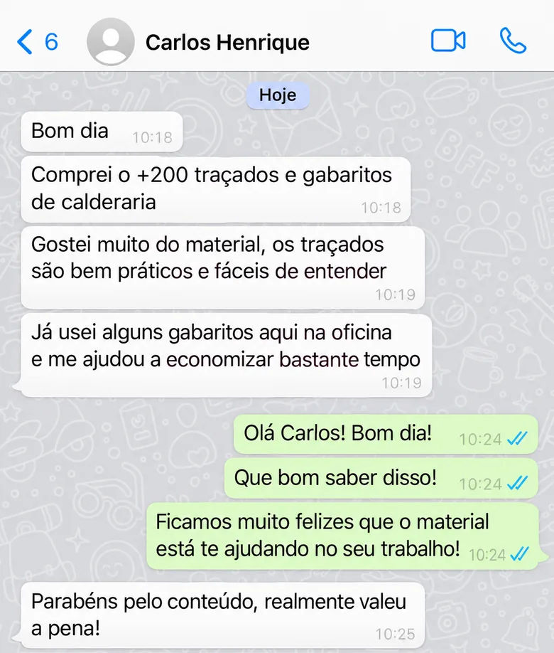 Conversa ilustrativa sobre o material, exemplo 1