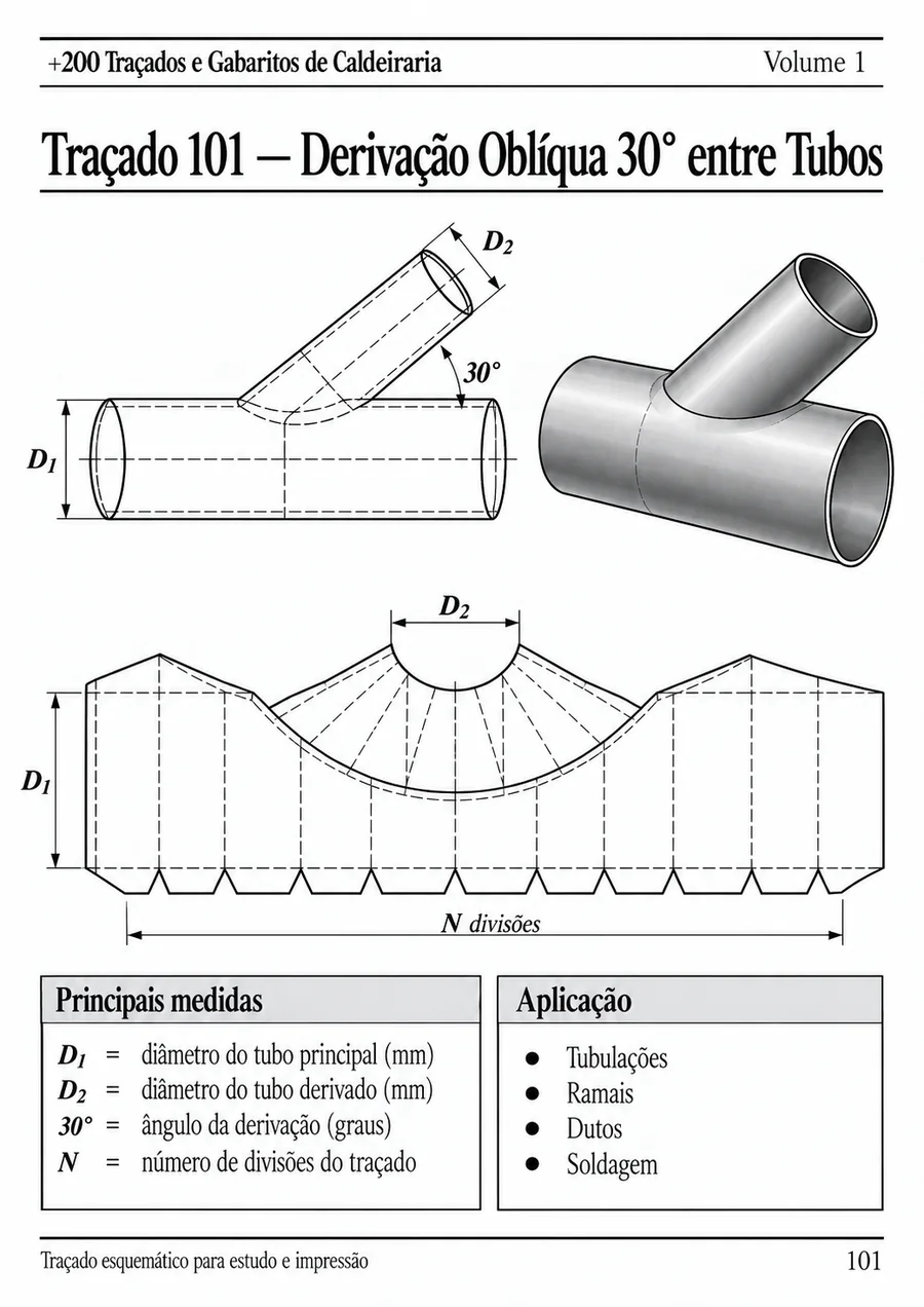 Página do material: Derivação oblíqua de 30° entre tubos